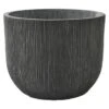 Pot Fiberclay Rond Donkergrijs Streep Ø43 H33 Cm -Gardena Verkoop 123 288