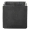 Pot Fiberclay Donkergrijs Streep Vierkant Ø26 H24 Cm -Gardena Verkoop 123 293