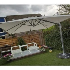 Zweefparasol Ibiza Wit Vierkant Ø300 Cm -Gardena Verkoop 123 3474