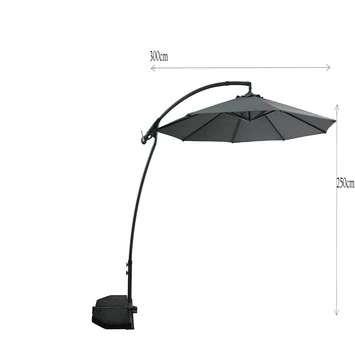 Zweefparasol Florida Antraciet Ø300 Cm 4 Zweefparasol Florida Antraciet Ø300 Cm - Afbeelding 2