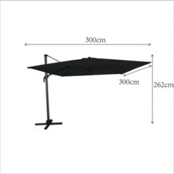Zweefparasol Ibiza Zwart/Donkergrijs Vierkant Ø300 Cm -Gardena Verkoop 123 3549