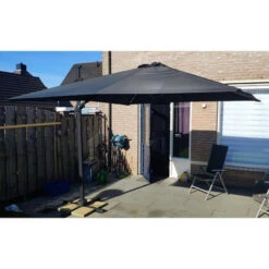 Zweefparasol Ibiza Zwart/Donkergrijs Vierkant Ø300 Cm -Gardena Verkoop 123 3550