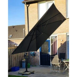 Zweefparasol Ibiza Zwart/Donkergrijs Vierkant Ø300 Cm -Gardena Verkoop 123 3551