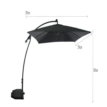 Zweefparasol Florida Antraciet Incl. LED 250x250 Cm 4 Zweefparasol Florida Antraciet Incl. LED 250x250 Cm - Afbeelding 2