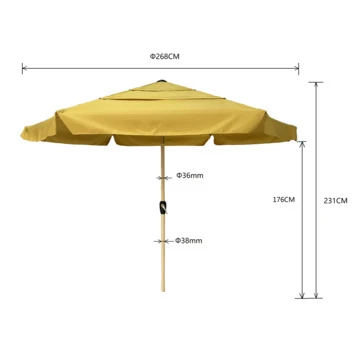 Parasol Nicosia Geel Ø268 Cm 4 Parasol Nicosia Geel Ø268 Cm - Afbeelding 2