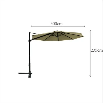 Zweefparasol Miami Taupe Ø300 Cm 4 Zweefparasol Miami Taupe Ø300 Cm - Afbeelding 2