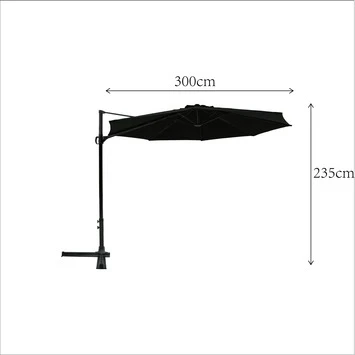 Zweefparasol Miami Zwart Ø300 Cm 4 Zweefparasol Miami Zwart Ø300 Cm - Afbeelding 2