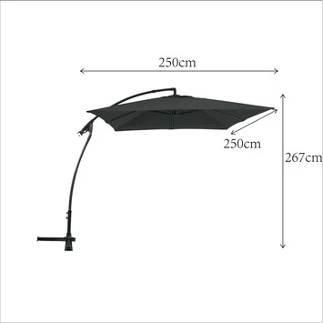 Zweefparasol Florida Vierkant Antraciet 250x250 Cm 4 Zweefparasol Florida Vierkant Antraciet 250x250 Cm - Afbeelding 2