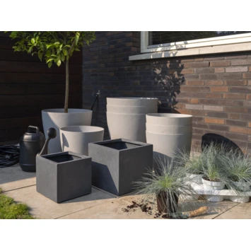 Pot Fiberclay Donkergrijs Streep Vierkant Ø40 H35 Cm 4 Pot Fiberclay Donkergrijs Streep Vierkant Ø40 H35 Cm - Afbeelding 2